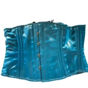 Women's Light Blue Shimmer Ribbed Corset Top Size 30"